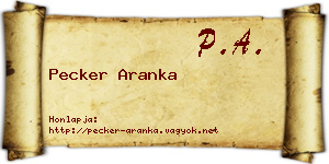 Pecker Aranka névjegykártya